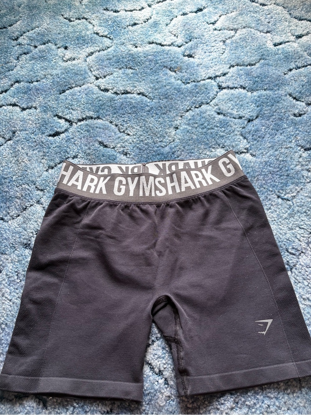 Gymshark Black Women’s Bike Shorts with White Logo Waistband size M